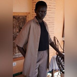 Linenfox Oversized Linen Shirt Size XS